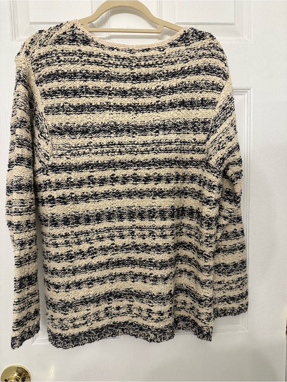 J. Jill Cream and Black Textured Striped Crewneck Sweater - Picture 2 of 6